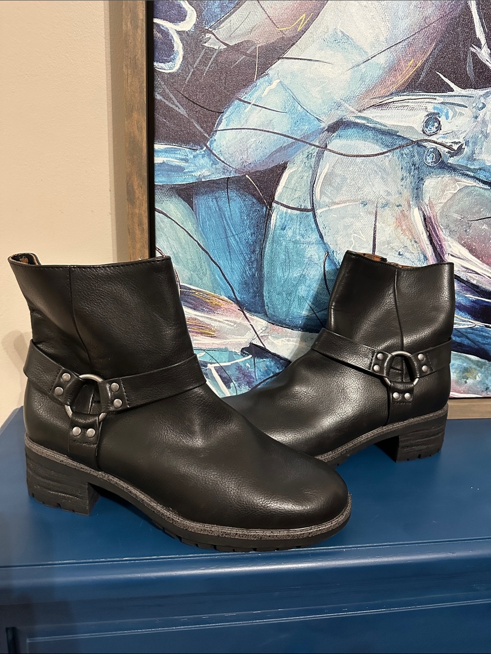 boc Black Harness Ankle Boots with Ring Accent